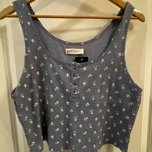 Women's Lucky Brand Blue Floral Crop Tank Top NWT